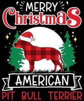 vrolijk Kerstmis Amerikaans pit stier terriër typografie vector t-shirt ontwerpen voor de Kerstmis vakantie in de Verenigde Staten van Amerika zullen worden gehouden Aan december 25. Kerstmis hond, wijn bier minnaar ontwerp.