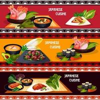 Japans keuken restaurant banier van zeevruchten schotel vector