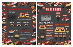 vector menu voor Japans sushi voedsel bar restaurant