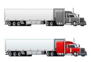 aanhangwagen vrachtauto lang voertuig vector geïsoleerd pictogrammen