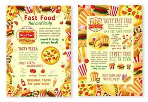 snel voedsel hamburgers vector Fast food menu posters
