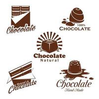 chocola snoep, bar, cacao toetje embleem ontwerp vector