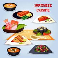 Japans keuken populair gerechten voor lunch icoon vector