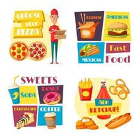 snel voedsel maaltijden vector pizza hamburger posters