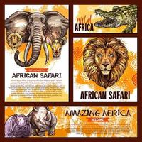vector dierentuin schetsen poster wild Afrikaanse dier