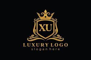 eerste xu brief Koninklijk luxe logo sjabloon in vector kunst voor restaurant, royalty, boetiek, cafe, hotel, heraldisch, sieraden, mode en andere vector illustratie.
