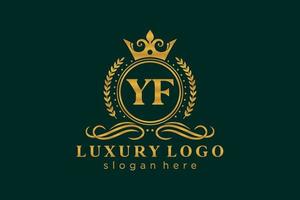 eerste yf brief Koninklijk luxe logo sjabloon in vector kunst voor restaurant, royalty, boetiek, cafe, hotel, heraldisch, sieraden, mode en andere vector illustratie.