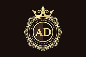advertentie eerste brief goud kalligrafische vrouwelijk bloemen hand- getrokken heraldisch monogram antiek wijnoogst stijl luxe logo ontwerp premie vector