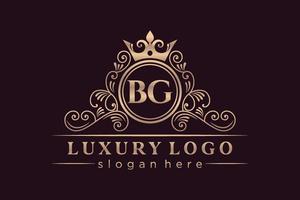 bg eerste brief goud kalligrafische vrouwelijk bloemen hand- getrokken heraldisch monogram antiek wijnoogst stijl luxe logo ontwerp premie vector