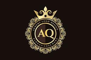 aq eerste brief goud kalligrafische vrouwelijk bloemen hand- getrokken heraldisch monogram antiek wijnoogst stijl luxe logo ontwerp premie vector