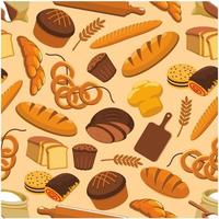 brood bakkerij en gebakje naadloos patroon vector