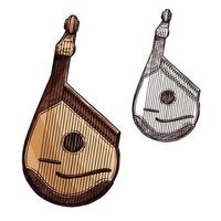bandura oekraïens muziek- instrument geïsoleerd schetsen vector