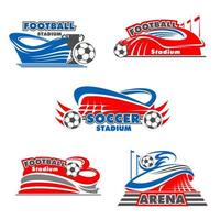 Amerikaans voetbal stadion en voetbal sport arena pictogrammen vector