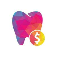 tandheelkundig dollar logo vector. tand en dollar munt vector icoon. tandheelkundig besparing geld symbool, logo illustratie.