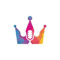 podcast koning vector logo ontwerp. koning muziek- logo ontwerp concept.