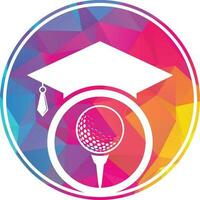 diploma uitreiking hoed en golf bal logo ontwerp. golf school- icoon logo ontwerp element. golf academie logo vector icoon.