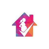 controleren zwangerschap huis logo ontwerp. zwanger logo symbool sjabloon ontwerp vector. vector