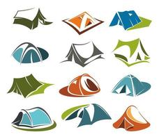 vector tent pictogrammen camping plaats berg avontuur