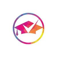 diploma uitreiking hoed en controleren logo ontwerp. onderwijs logo ontwerp en controleren Mark logo. vector