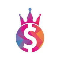 dollar koning logo ontwerpen concept vector. kroon geld icoon vector. vector