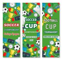 vector banners voor voetbal college liga kop spel