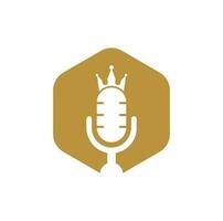 podcast koning vector logo ontwerp. koning muziek- logo ontwerp concept.