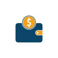 portemonnee logo ontwerp. portemonnee geld logo icoon. portemonnee met dollar logo sjabloon vector
