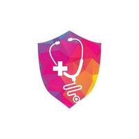 medisch Gezondheid vector Gezondheid logo met kruis en stethoscoop icoon symbool. kruis Gezondheid logo