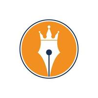 koning pen vector logo ontwerp. Koninklijk pen kroon logo ontwerp vector sjabloon.