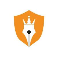 koning pen vector logo ontwerp. Koninklijk pen kroon logo ontwerp vector sjabloon.