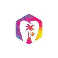 tandheelkundig kliniek tandheelkunde logo ontwerp. tandheelkundig logo met de concept van tropisch eiland. vector