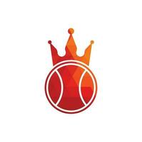 tennis koning vector logo ontwerp. tennis bal en kroon icoon ontwerp sjabloon.