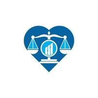 gerechtigheid financiën hart vorm logo vector sjabloon. creatief wet firma met diagram logo ontwerp concepten