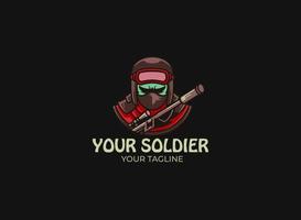 masker soldaat sport en esports logos vector