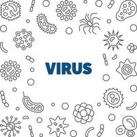 virus vector concept kader gemaakt met virussen schets pictogrammen