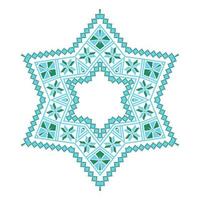 etnisch ornament mandala meetkundig patronen in blauw en groen kleuren vector