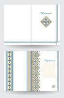 certificaat of diploma sjabloon met etnisch ornament patroon in wit blauw geel kleuren vector