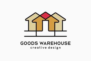 magazijn of goederen huis logo ontwerp, drie huizen icoon met een creatief en gemakkelijk concept vector