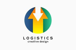 logistiek logo ontwerp met creatief concept, pijl icoon in dots vector