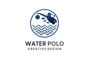 water polo logo ontwerp, gemakkelijk vector illustratie van silhouetten van mensen spelen bal Aan golven