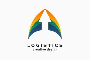 logistiek logo ontwerp, pijl icoon met een creatief en gemakkelijk concept vector