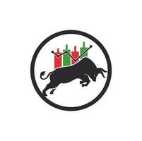 bullish handelaar logo. forex stier logo ontwerp sjabloon vector. financieel stier logo ontwerp. handel stier grafiek. vector