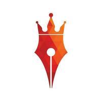 koning pen vector logo ontwerp. Koninklijk pen kroon logo ontwerp vector sjabloon.