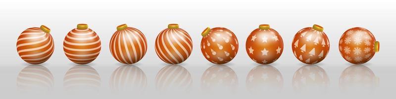 reeks van oranje Kerstmis bal decoraties, ornamenten met divers patronen vector