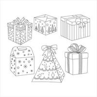 Kerstmis geschenk doos lijn kunst illustratie vector