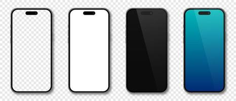 realistisch modellen smartphone. smartphone mockup verzameling. apparaat voorkant visie. 3d mobiel telefoon met schaduw. vector illustratie