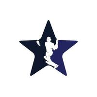 batsman spelen krekel ster vorm concept logo. krekel wedstrijd logo. vector