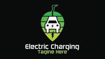 elektrisch opladen blad modern hoog tech logo ontwerp sjabloon vector