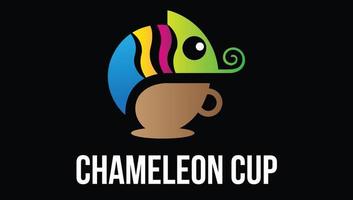 kameleon cups koffie punt logo ontwerp vector
