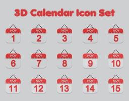 3d kalender icoon reeks geschikt voor ui ontwerp, app banier Promotie website vector